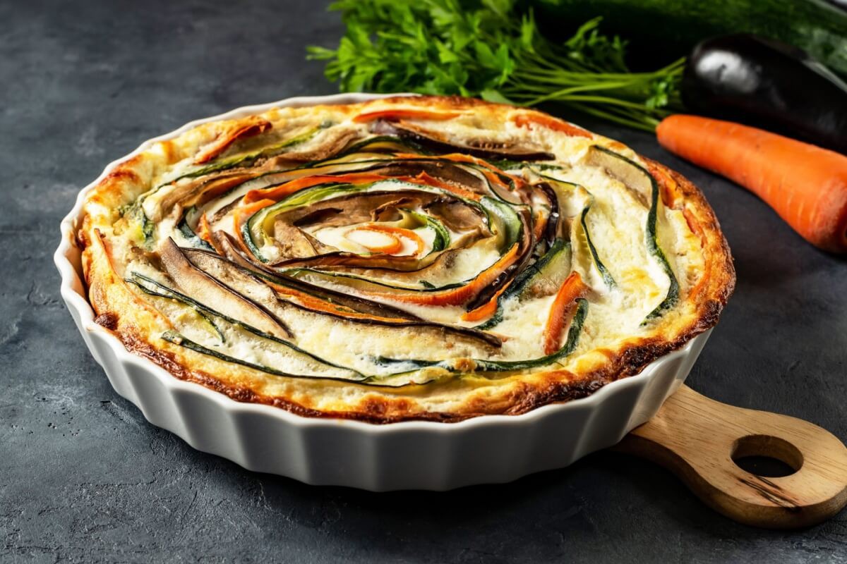 Quiche de berinjela, abobrinha e cenoura