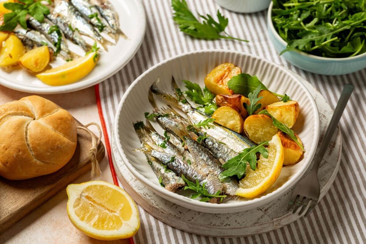 Sardinha assada com batata