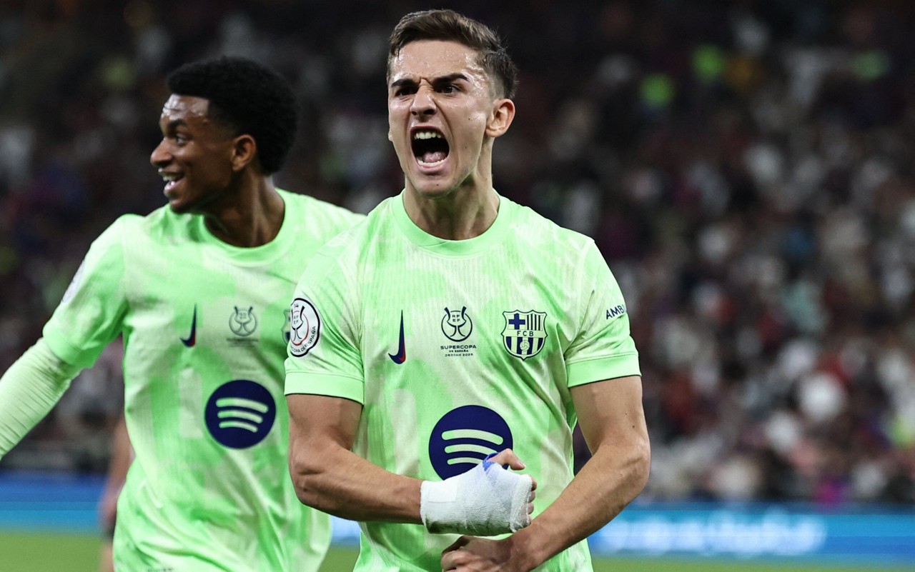 Gavi comemora gol pelo Barcelona pela La Liga (Foto: Fadel Senna/AFP)