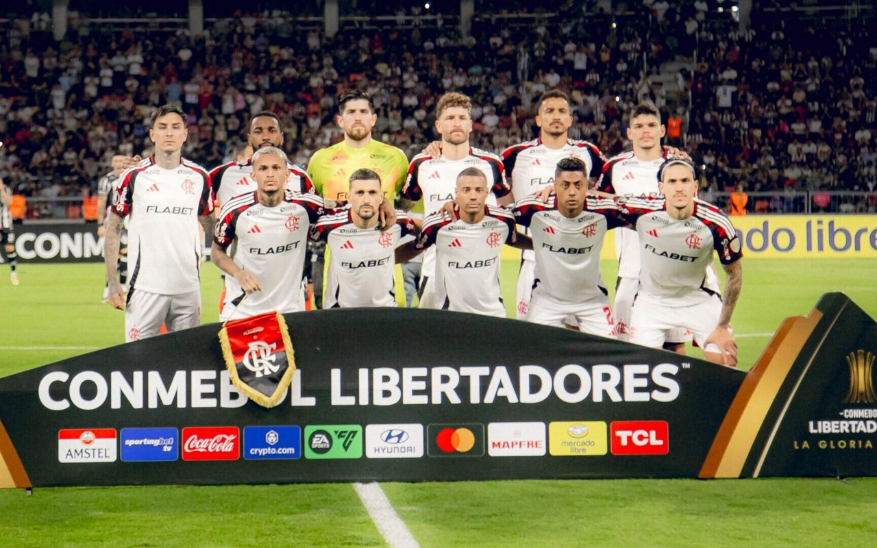 Jogadores do Flamengo durante partida pela Libertadores (Foto: Divulgação/Flamengo)
