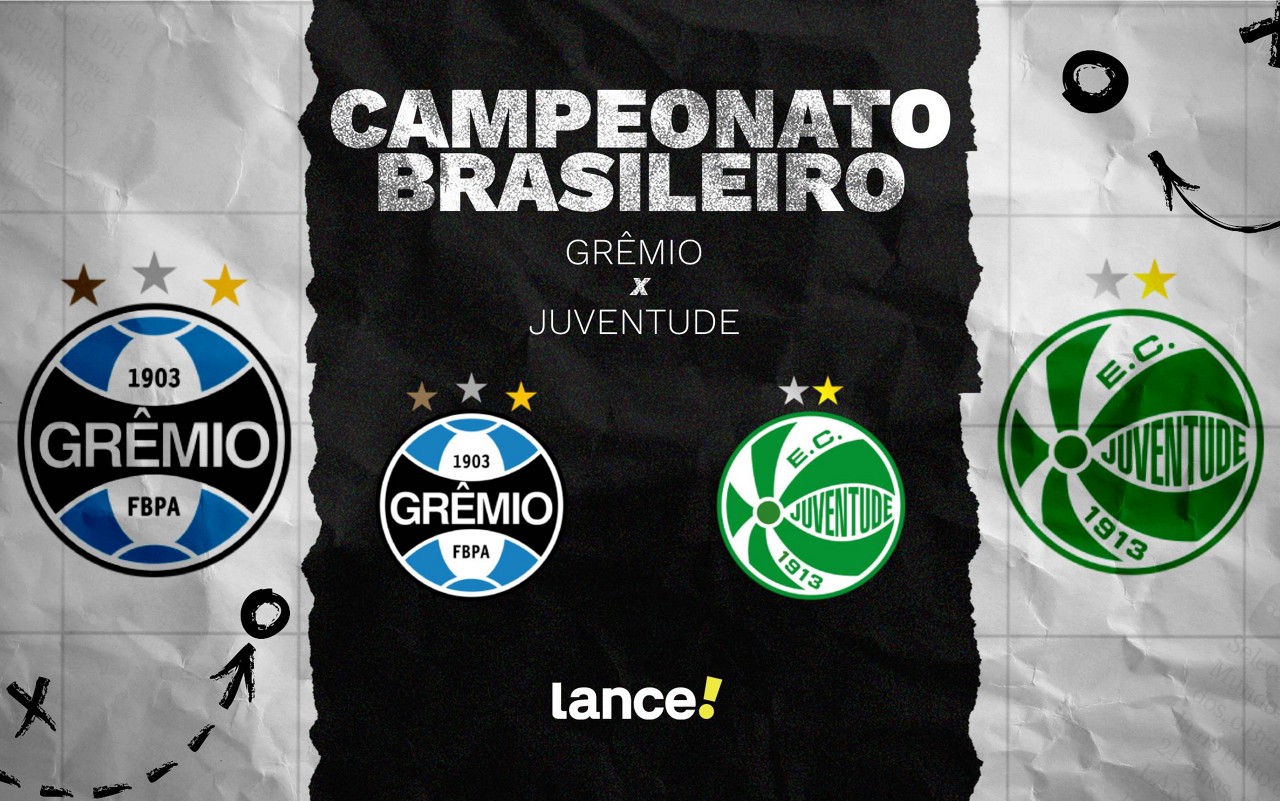 Grêmio e Juventude se enfrentam pelo Brasileirão. Foto: Arte/Lance!