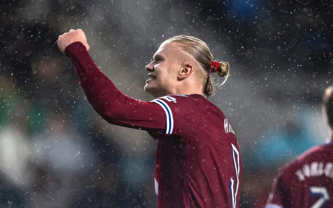 Haaland marcou o gol da vitória da Noruega sobre a Estônia (Foto: Reprodução)
