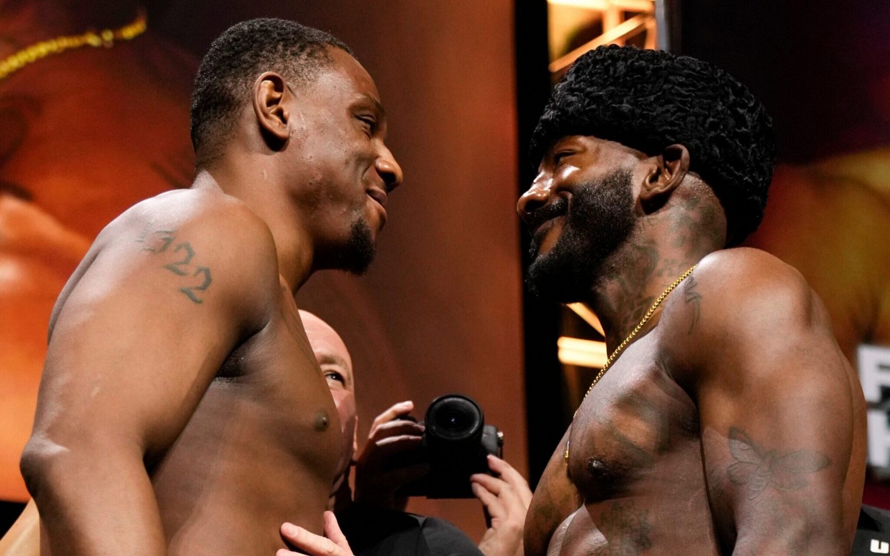 Jamahal Hill e Kalil Rountree Jr. durante encarada do UFC Baku (Foto: Reprodução)