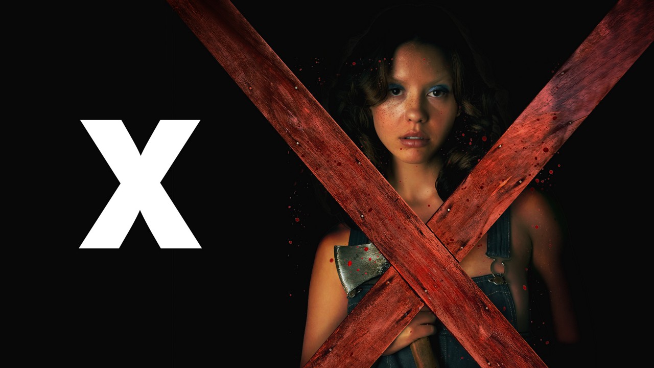 Poster do filme X, destacando Mia Goth