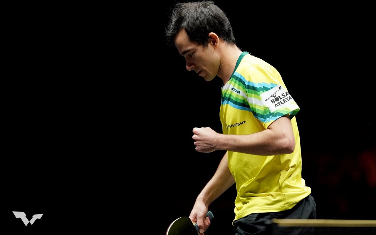 Hugo Calderano disputa à final da Copa do Mundo ITTF de Tênis de Mesa