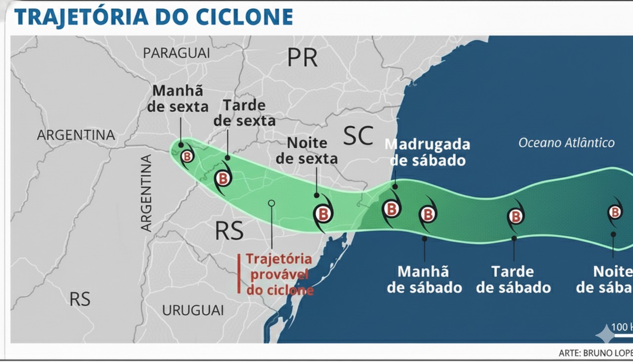 Ciclone extratropical vai atingir o Sudeste; veja a rota e regiões em ...