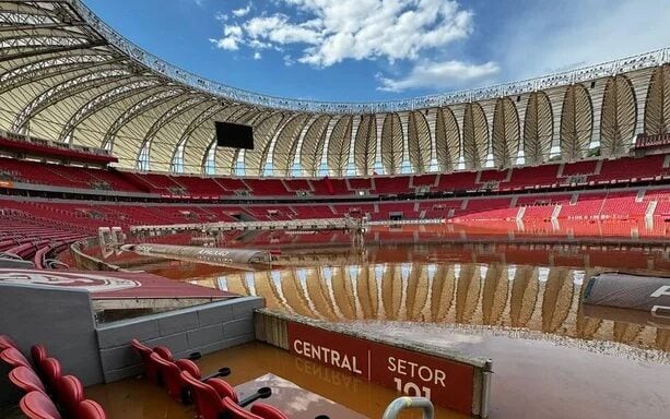 Estádio Beira-Rio tomado pelas águas do Guaíba (Foto: Divulgação/SC Internacional)