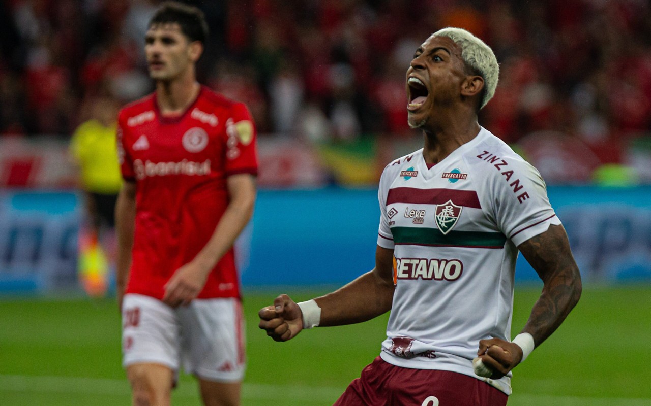 Fluminense comemora classificação sobre o Internacional na semifinal da Libertadores 2023, no Beira-Rio. (Foto: Fluminense FC)