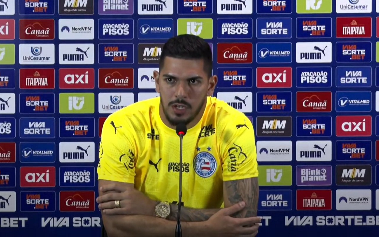 João Paulo em coletiva de apresentação no Bahia (Foto: reprodução)