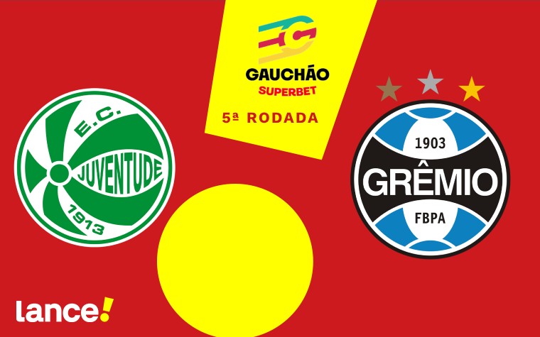 Juventude e Grêmio se enfrentam, nesta quarta-feira (5), pela 5ª rodada do Campeonato Gaúcho (Foto: Arte Lance!)
