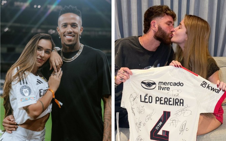 Karoline Lima e Léo Pereira x Tainá Castro e Éder Militão (Fotos: Reprodução)