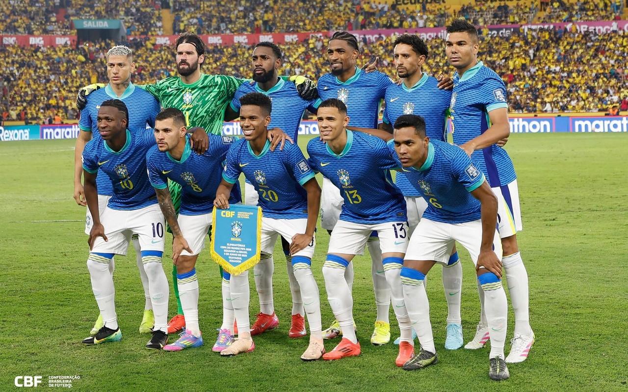 Seleção Brasileira no confronto contra o Equador pelas Eliminatórias da Copa do Mundo de 2025 (Foto: Foto: @rafaelribeirorio I CBF)