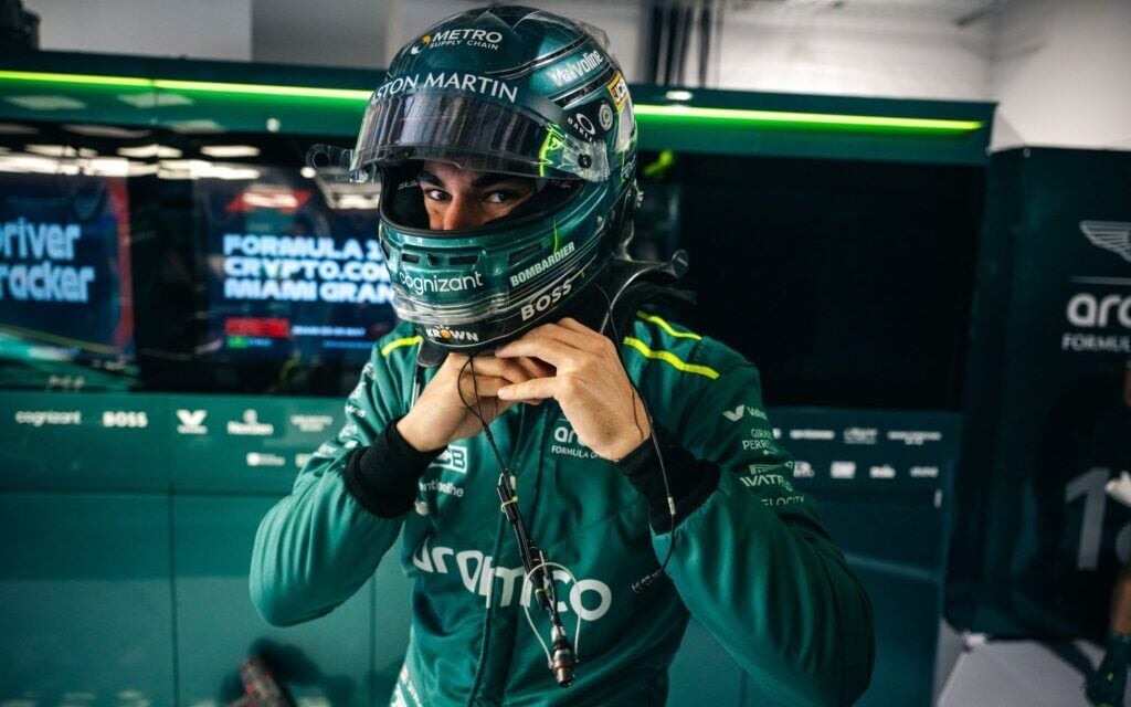 Lance Stroll acelerando pela Aston Martin na temporada 2024 da Fórmula 1. (AFP)