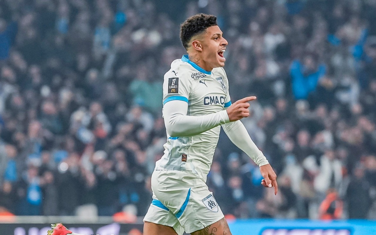 Alvo de Bayern e Inter de Milão, Luis Henrique comemora gol pelo Olympique Marseille (Foto: Divulgação)