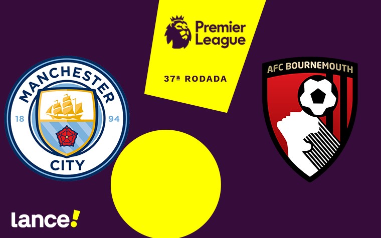 Manchester City x Bournemouth - 37ª rodada da Premier League (Foto: Arte/Lance!)