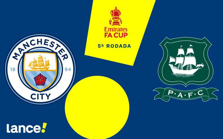 Manchester City e Plymouth Argyle se enfrentam pela FA Cup (Arte: Lance!)