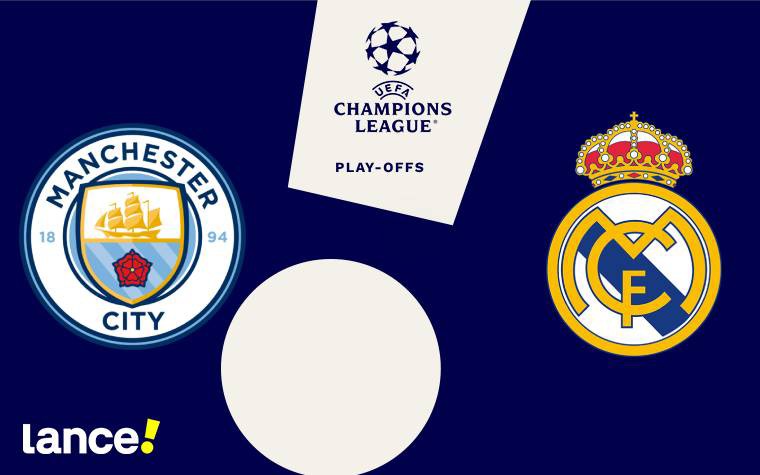 Manchester City e Real Madrid se enfrentam pelos play-offs da Champions League (Arte: Lance!)