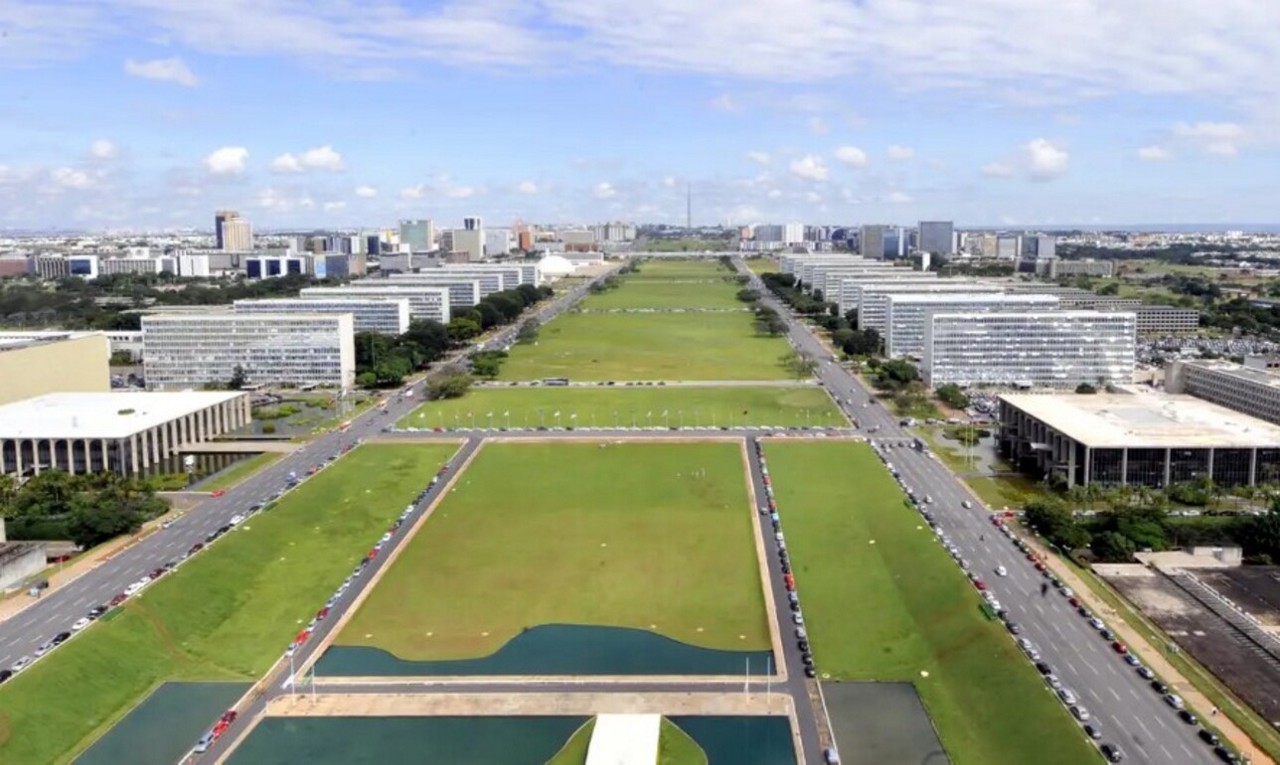 Vista geral da Esplanada dos Ministérios, no Distrito Federal