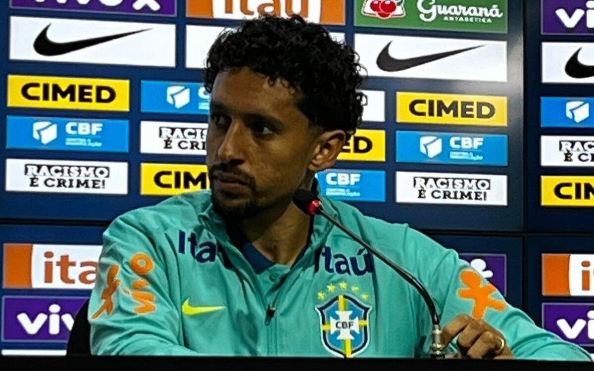 Marquinhos em entrevista coletiva (Foto: Izabella Gianolla/Lance!)