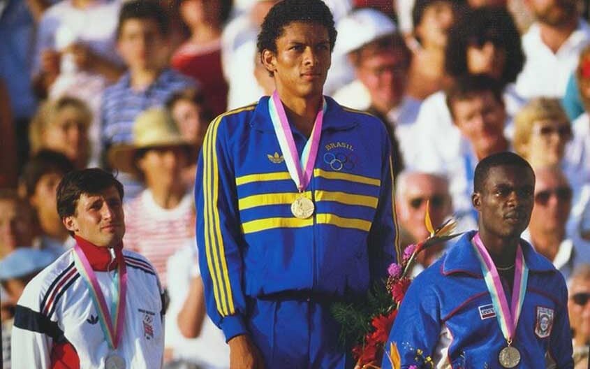 Los Angeles (EUA) 1984 - Joaquim Cruz, pódio (atletismo)