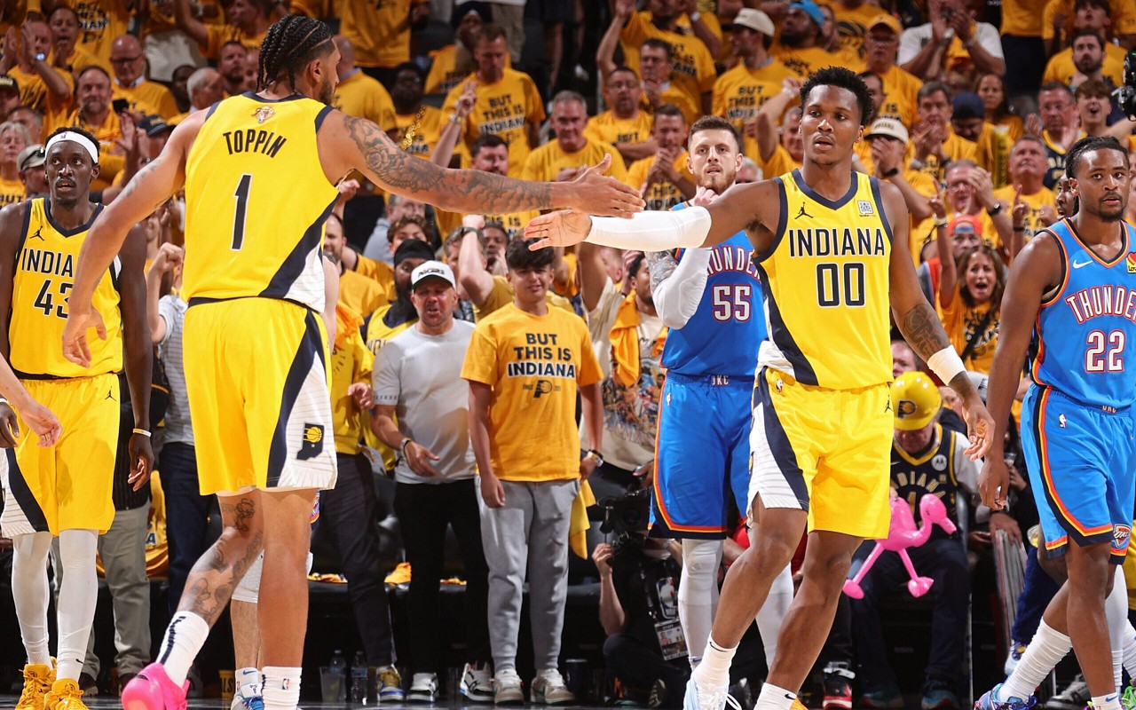 O Indiana Pacers venceu o Oklahoma City Thunder por 116 a 107 (Foto: Nathaniel S. Butler/AFP)