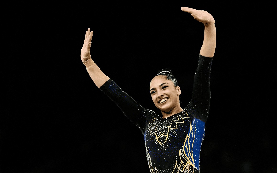 Júlia Soares conquistou a medalha de bronze na prova por equipes da Ginástica Artística nas Olimpíadas de Paris (Foto: Loic Venance/AFP)