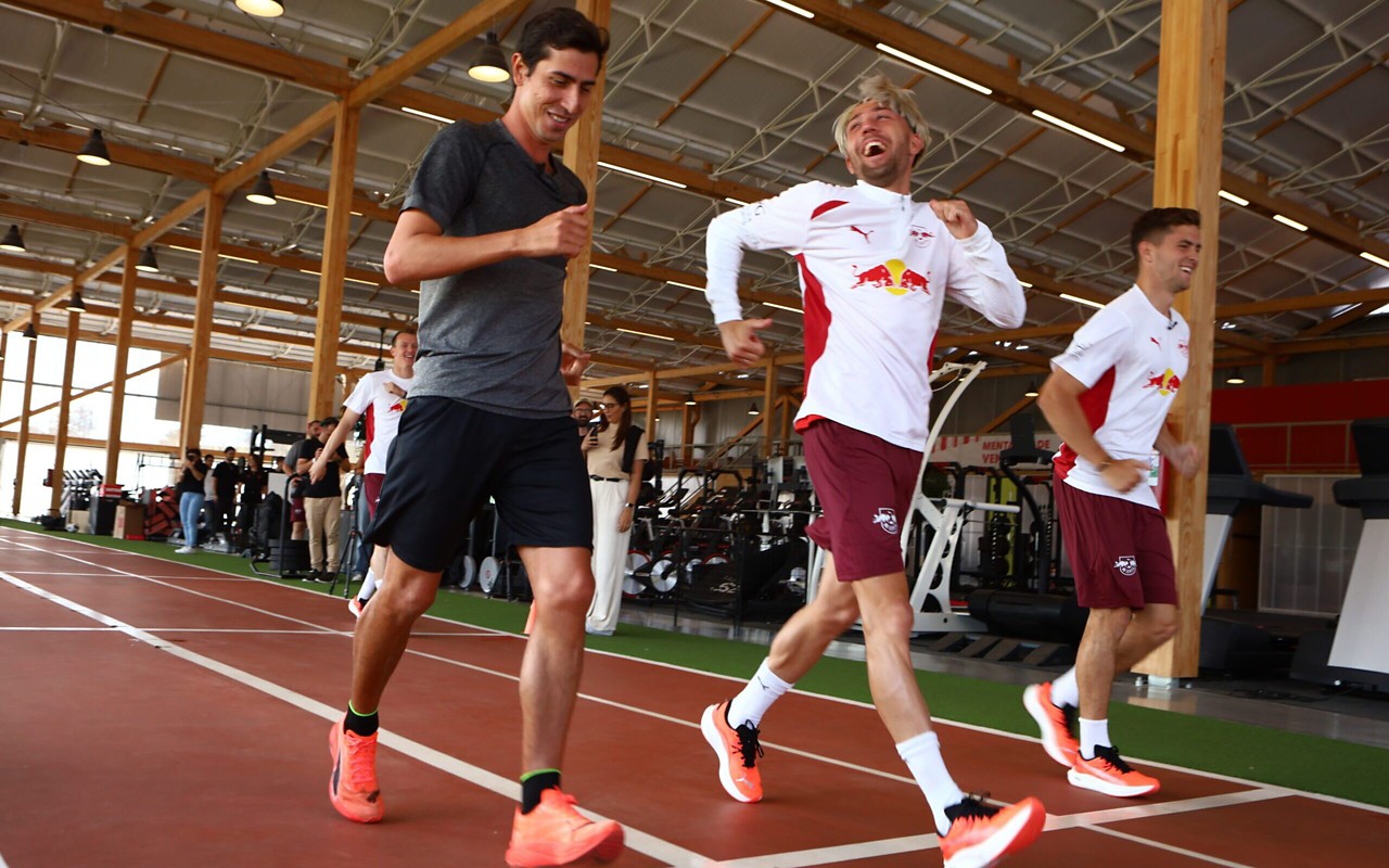 Medalhista olímpico desafiou atletas do RB Leipzig (Foto: Divulgação)