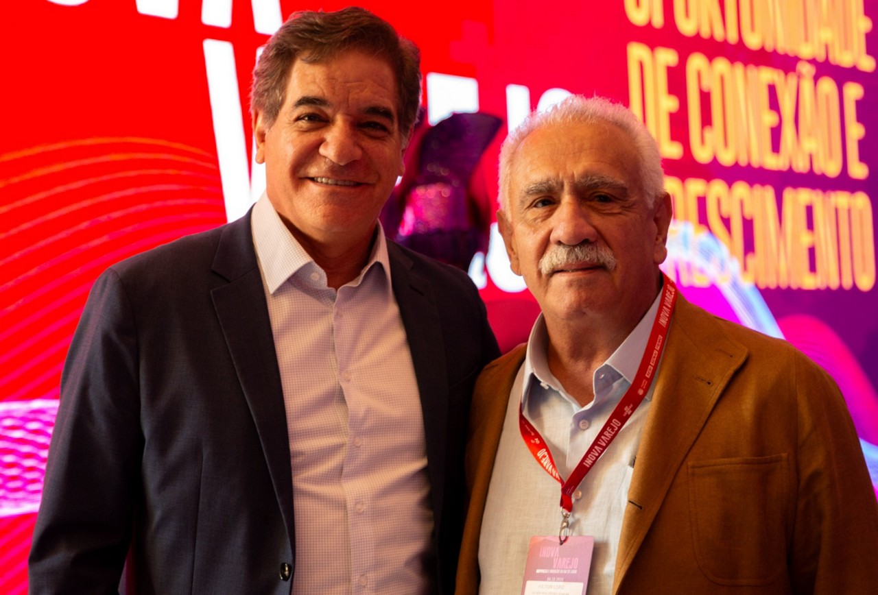 No Inova Varejo BH, o presidente do Sistema Fecomércio MG, Nadim Donato; e o fundador da Nanum Nanotecnologia, Aílton Ricaldoni