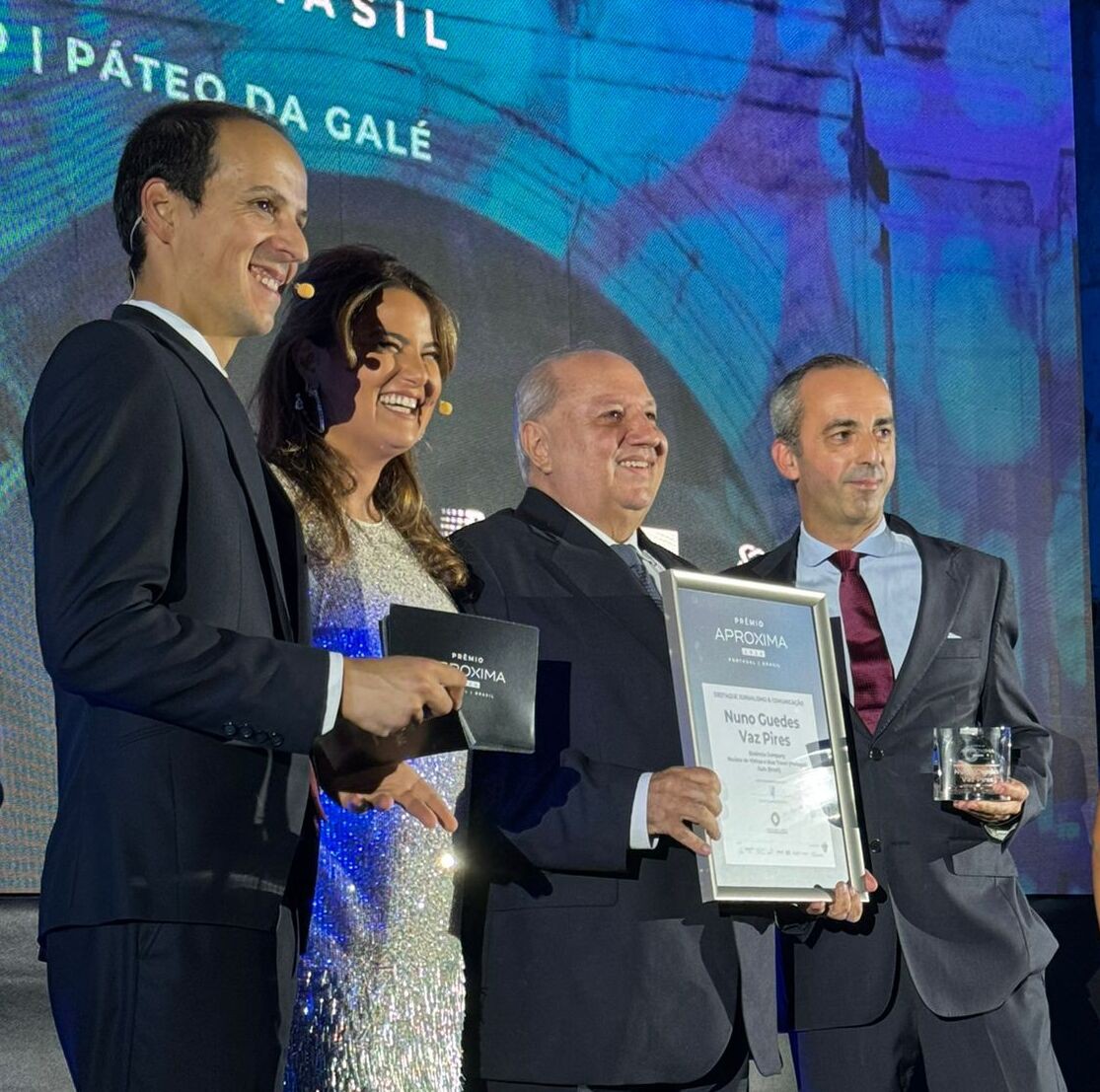 Vice-presidente da Fiemg, José Fernando Coura, e convidados no Prêmio Aproxima, em Lisboa.