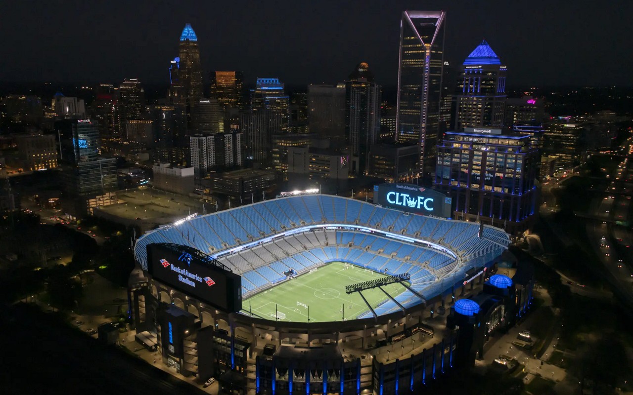 Vista aérea do Bank Of America Stadium