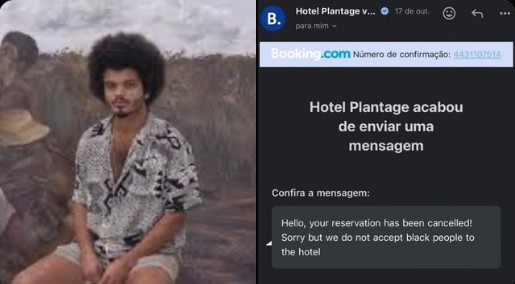 Wallace Pato divulgou print da resposta que recebeu do Hotel Plantage no e-mail