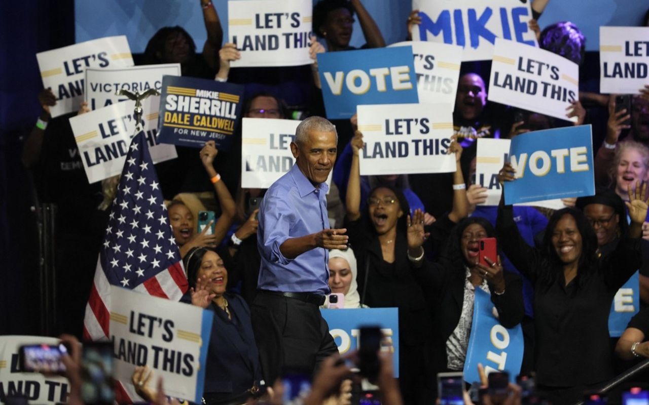 Barack Obama em evento da candidata democrata ao governo de Nova Jersey, Mikie Sherrill