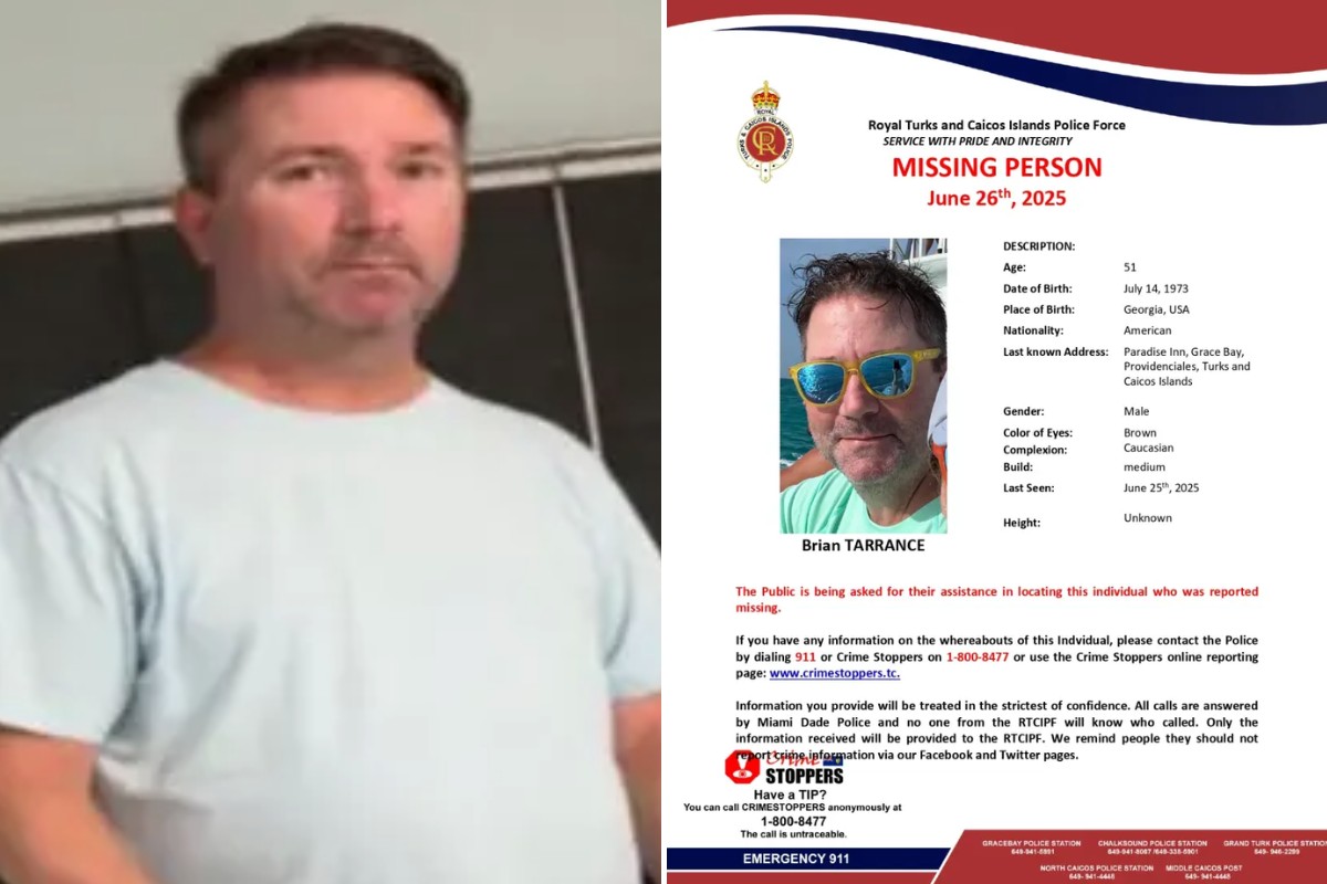 Brian Tarrence, de 51 anos, desapareceu nas Ilhas Turcas e Caicos