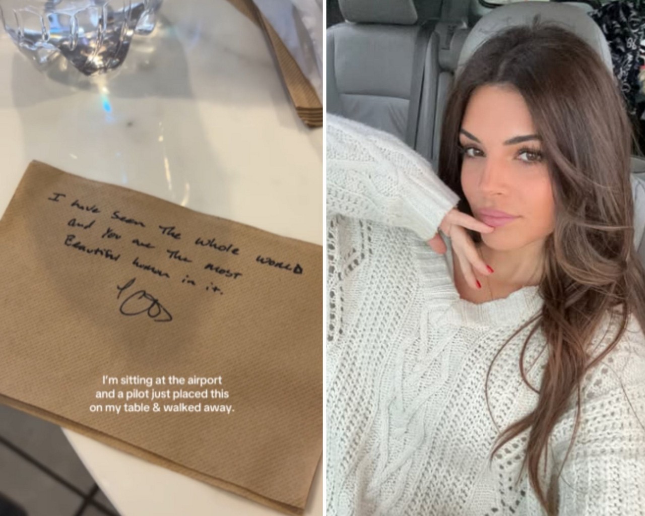 Piloto deixa bilhete com cantada para influencer em aeroporto