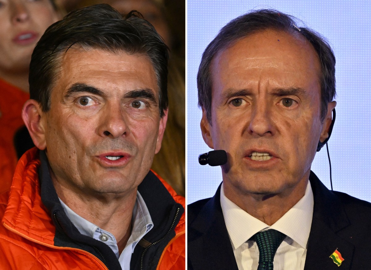Rodrigo Paz, candidato presidencial da Bolívia pelo Partido Democrata Cristão (PDC), e Jorge "Tuto" Quiroga Ramirez, ex-presidente boliviano, vão disputar segundo turno 