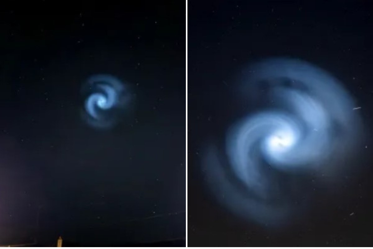 Espiral de Luz que apareceu no Reino Unido em março de 2025