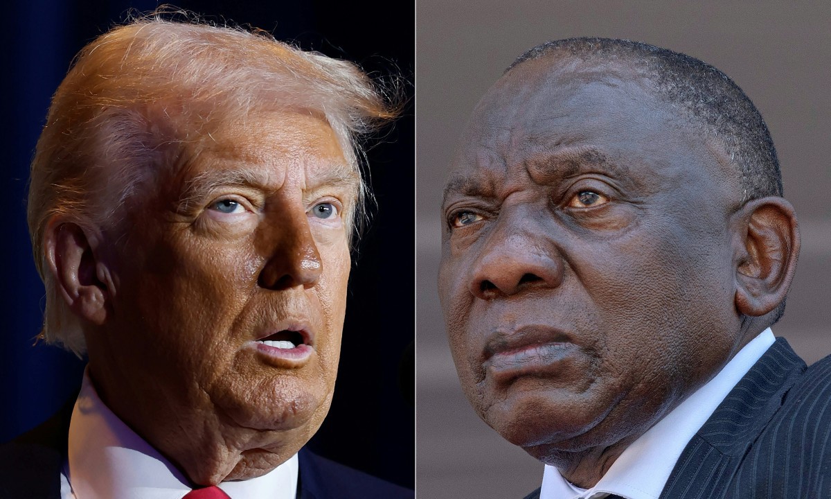 Os presidentes dos Estados Unidos, Donald Trump, e da África do Sul, Ciryl Ramaposa