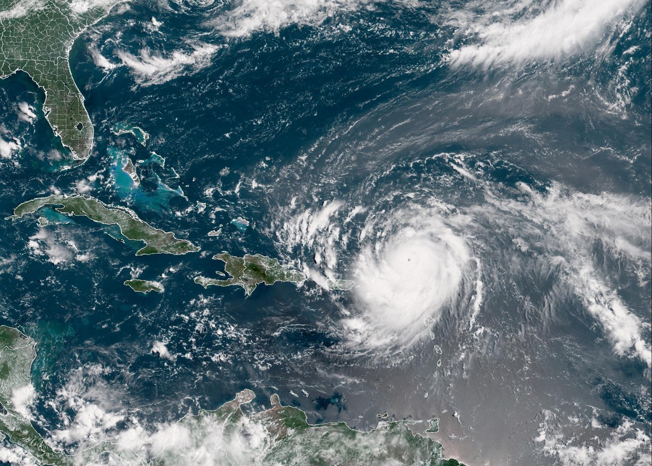 This satellite image provided by the National Oceanic and Atmospheric Administration (NOAA) shows Hurricane Erin forming in the Atlantic Ocean on August 16, 2025. Hurricane Erin strengthened to a Category 4 storm as it churned towards the Caribbean, with weather officials warning of possible flash floods and landslides. The US National Hurricane Center (NHC) said in its latest report the storm's maximum sustained winds had increased to 145 miles (230 kilometers) per hour by 8:00 am (1200 GMT), making it a major hurricane. (Photo by Handout / NOAA / AFP) / RESTRICTED TO EDITORIAL USE - MANDATORY CREDIT "AFP PHOTO / NOAA" - NO MARKETING NO ADVERTISING CAMPAIGNS - DISTRIBUTED AS A SERVICE TO CLIENTS