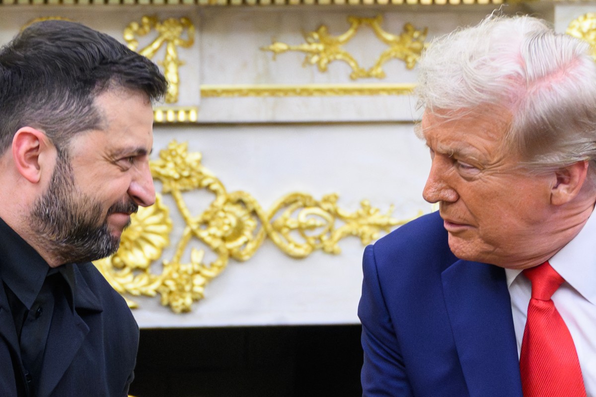 O presidente dos EUA, Donald Trump, e o presidente da Ucrânia, Volodymyr Zelensky
