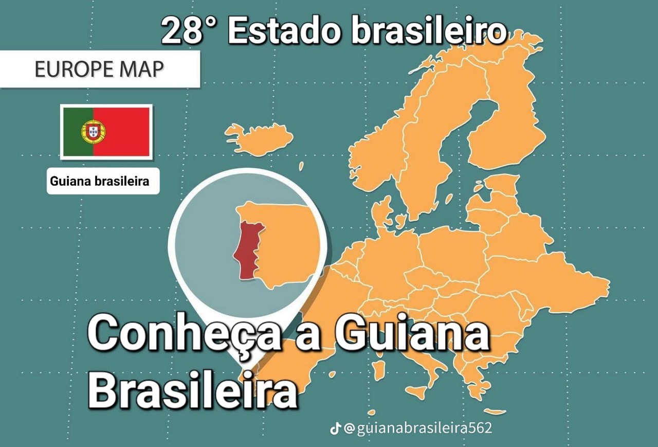 Brincadeira aponta mapa de Portugal como sendo a 'Guiana Brasileira'