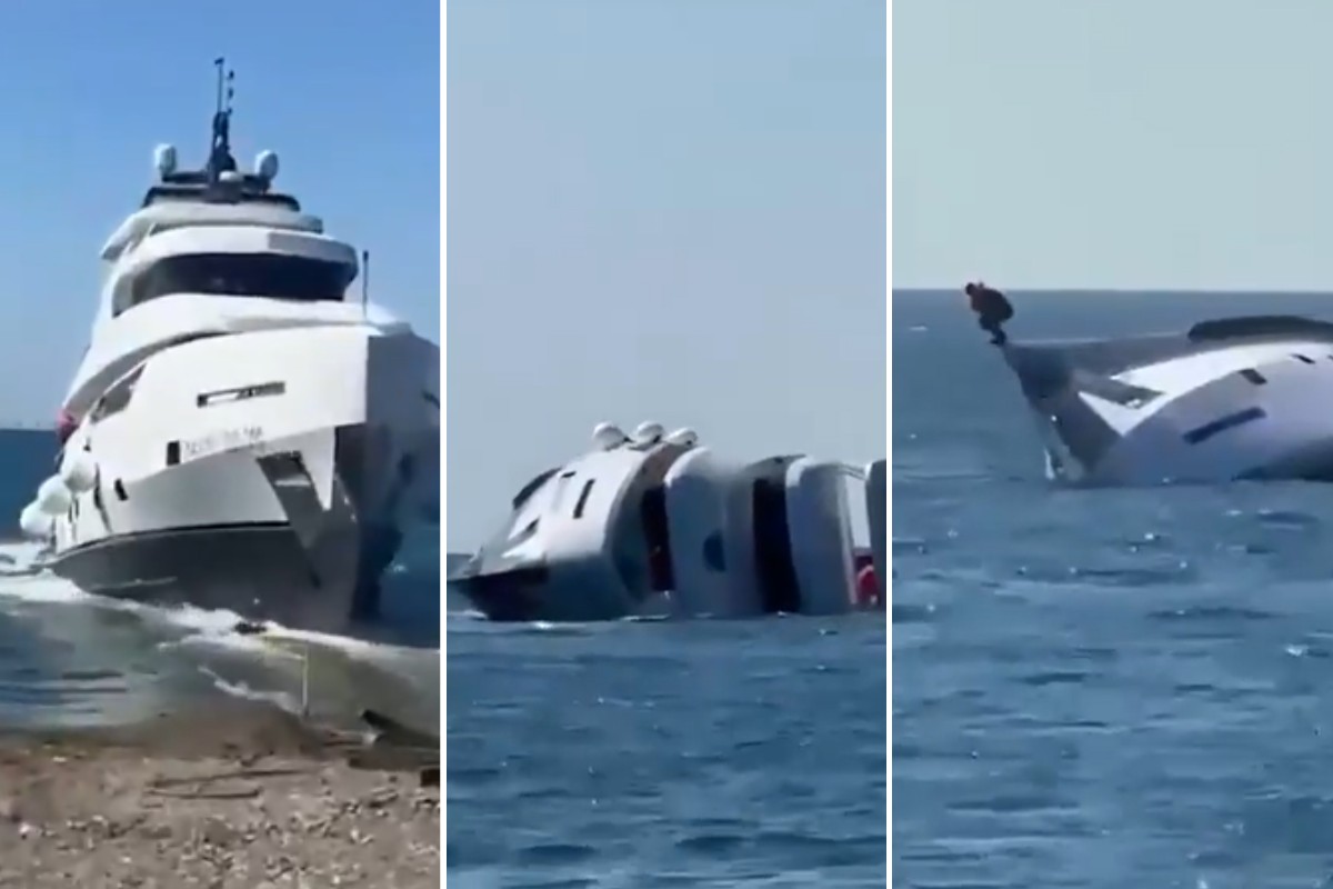 Embarcação começou a se inclinar pouco tempo depois de tocar a água