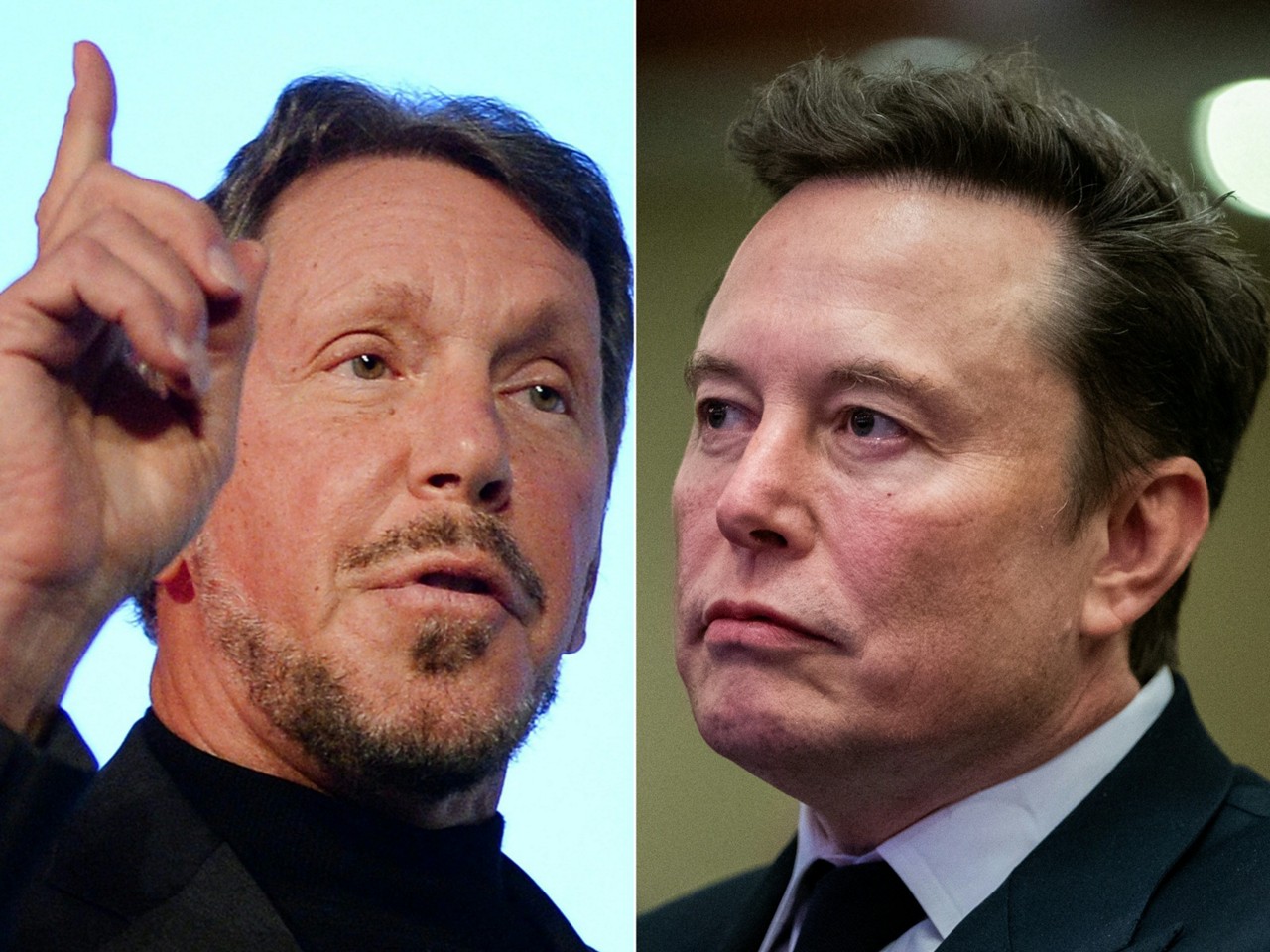 Larry Ellison (à esq.) e Elon Musk (à dir.)