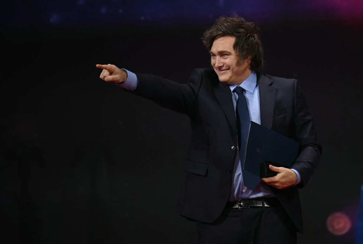 Argentine President Javier Milei arrives to speak during the annual Conservative Political Action Conference (CPAC) at the Gaylord National Resort & Convention Center at National Harbor in Oxon Hill, Maryland, on February 22, 2025. (Photo by Alex WROBLEWSKI / AFP)