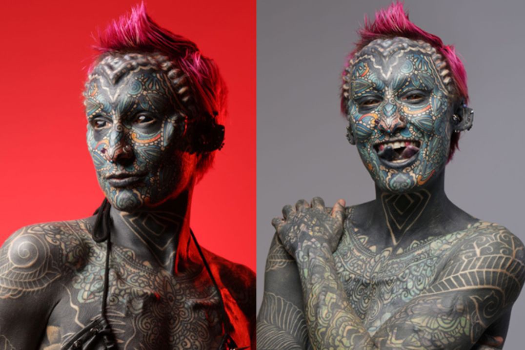 Americana é a pessoas com mais tatuagens e modificações corporais do mundo