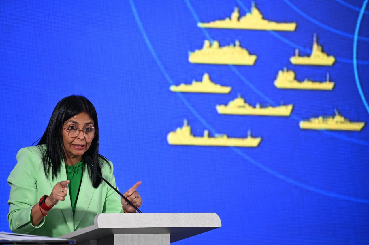 A presidente interina da Venezuela, Delcy Rodríguez