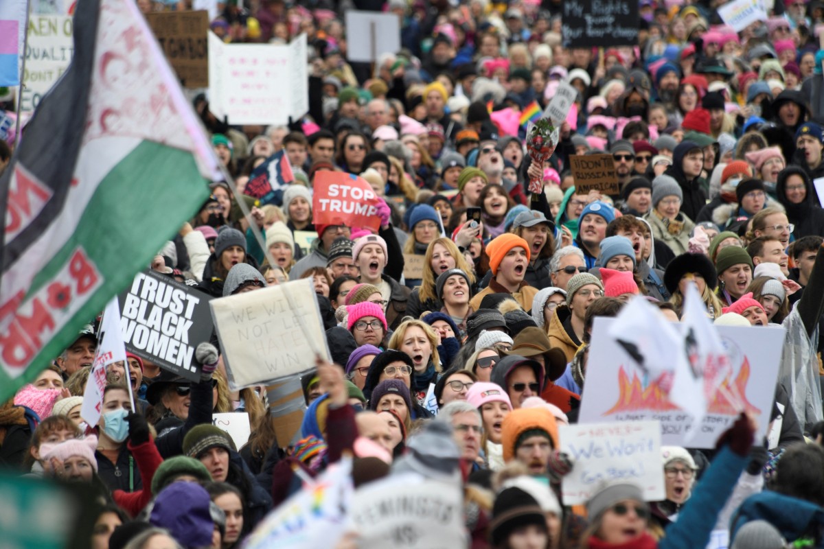 Imagem de um dos protestos feitos contra Donald Trump