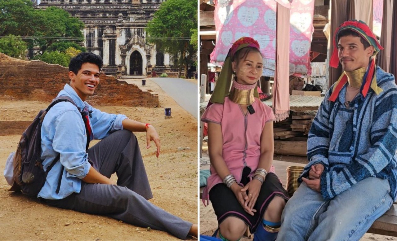 Diego Costalonga em Myanmar (esq) e Tailândia (dir)