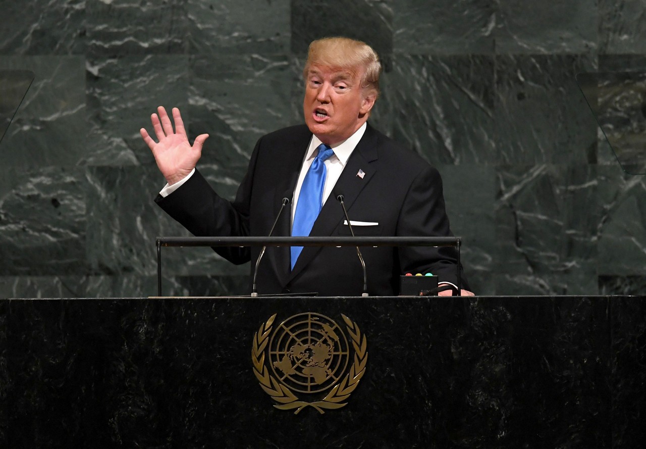 Imagem de arquivo de um discurso feito na ONU durante o primeiro mandato de Trump