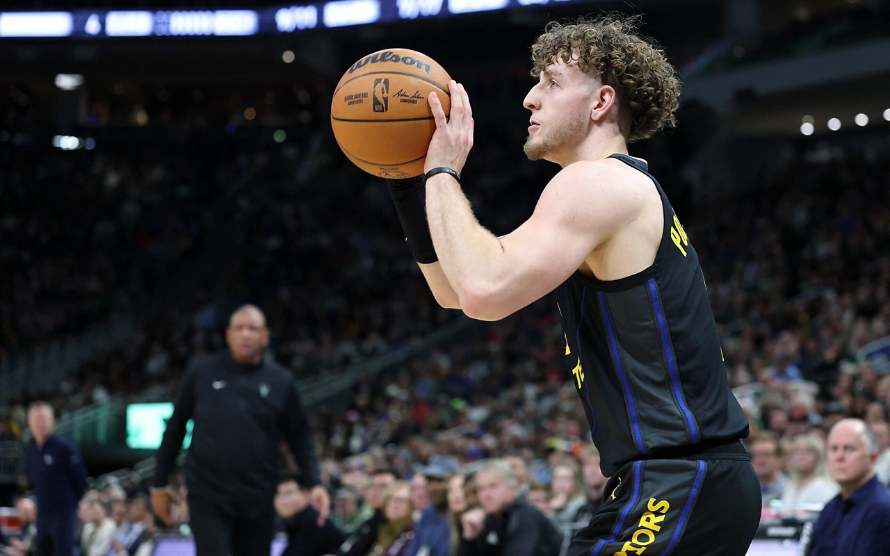 Brandin Podziemski, do Golden State Warriors, está no time T do Rising Stars (Foto: Stacy Revere/Getty Images/AFP)