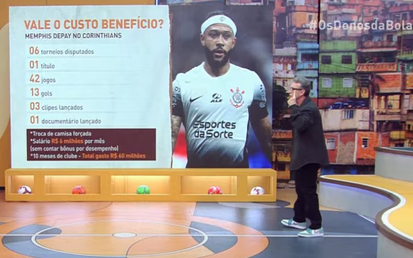 Craque Neto se revoltou com música de Memphis Depay o criticando (Foto: Reprodução/Youtube)